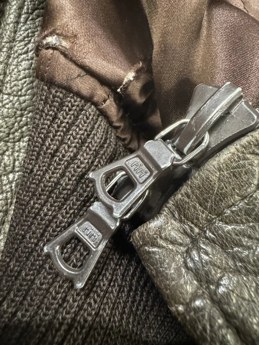 1990s Saint Laurent Rive Gauche Eroded Grey Leather Bomber Jacket DaAWdNm 8