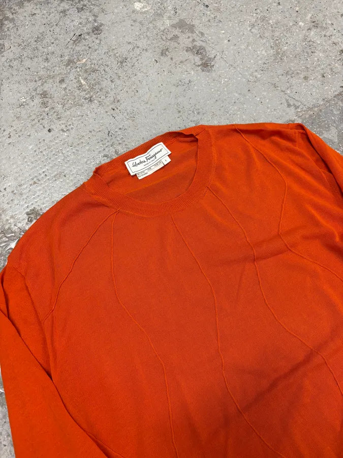 1990s Salvatore Ferragamo Orange Contemporary Sweater aItTtes 4