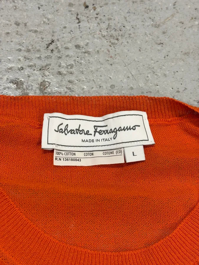 1990s Salvatore Ferragamo Orange Contemporary Sweater aItTtes 6
