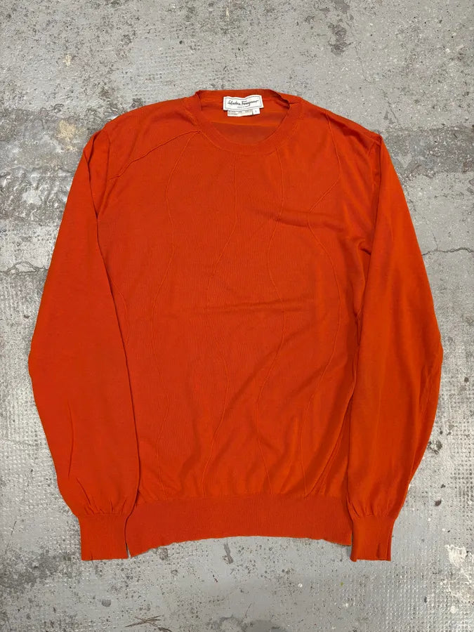 1990s Salvatore Ferragamo Orange Contemporary Sweater aItTtes 0