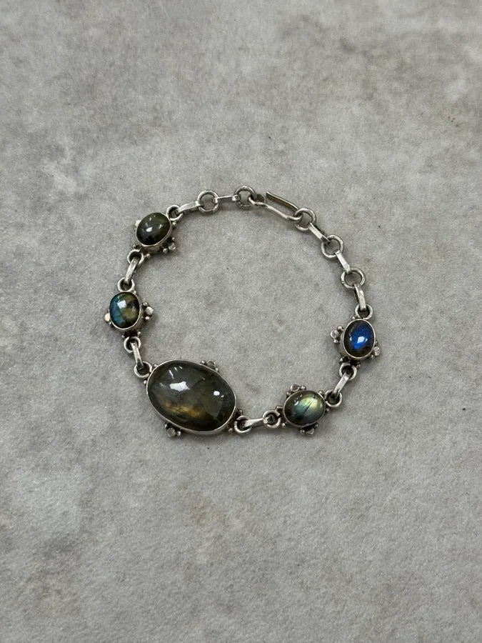 1990s Silver & Labradorite Contemporary Relief Bracelet BIVnKKR 1