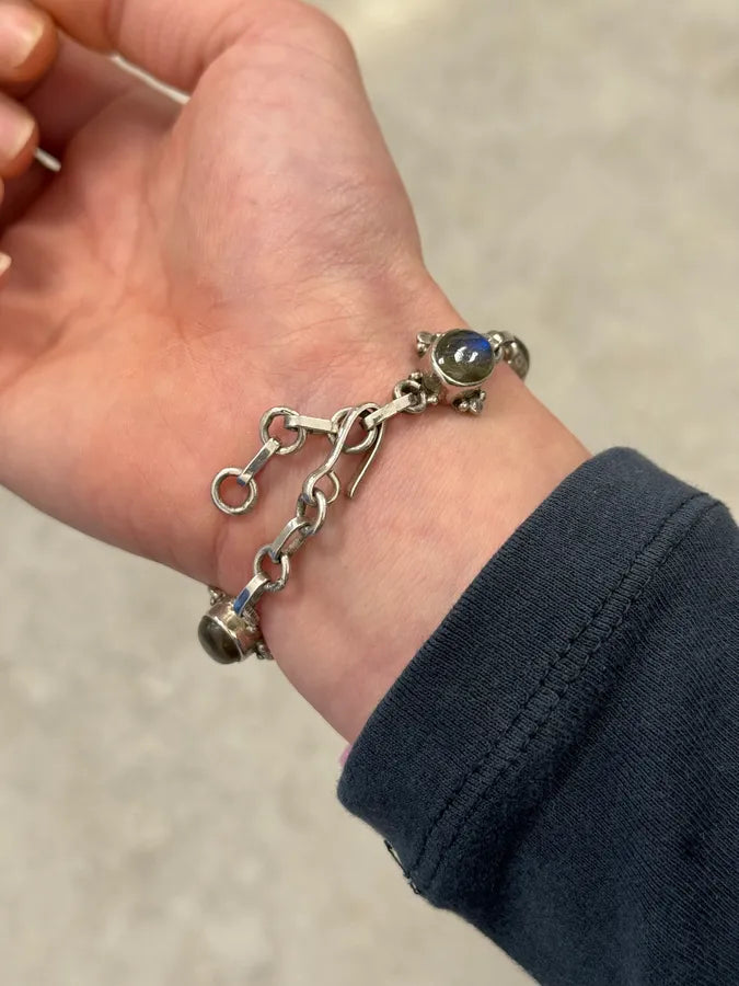 1990s Silver & Labradorite Contemporary Relief Bracelet BIVnKKR 3
