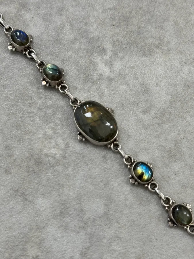 1990s Silver & Labradorite Contemporary Relief Bracelet BIVnKKR 4