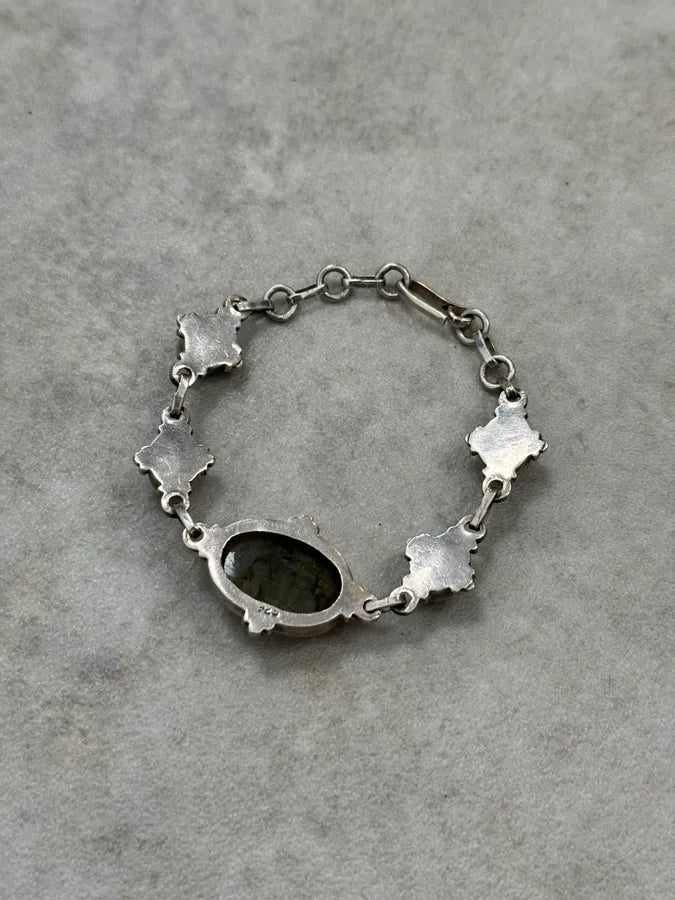 1990s Silver & Labradorite Contemporary Relief Bracelet BIVnKKR 5