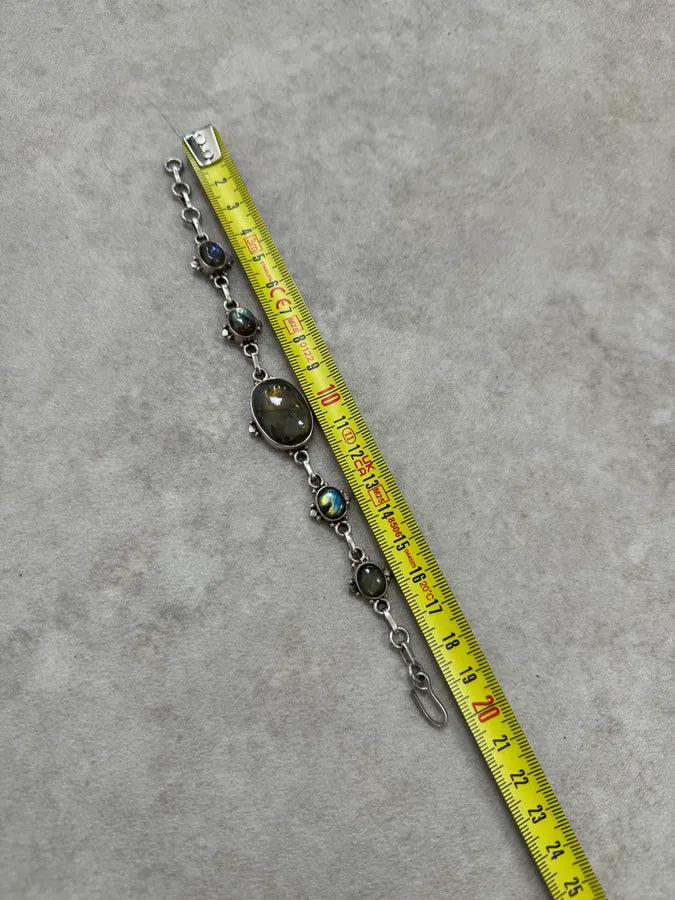 1990s Silver & Labradorite Contemporary Relief Bracelet BIVnKKR 6