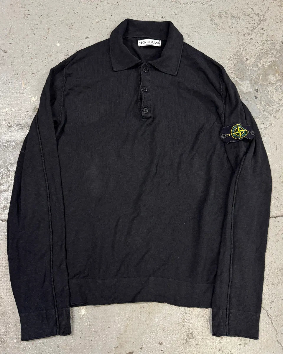 1990s Stone Island Black Polo Sweater (L/XL) 0
