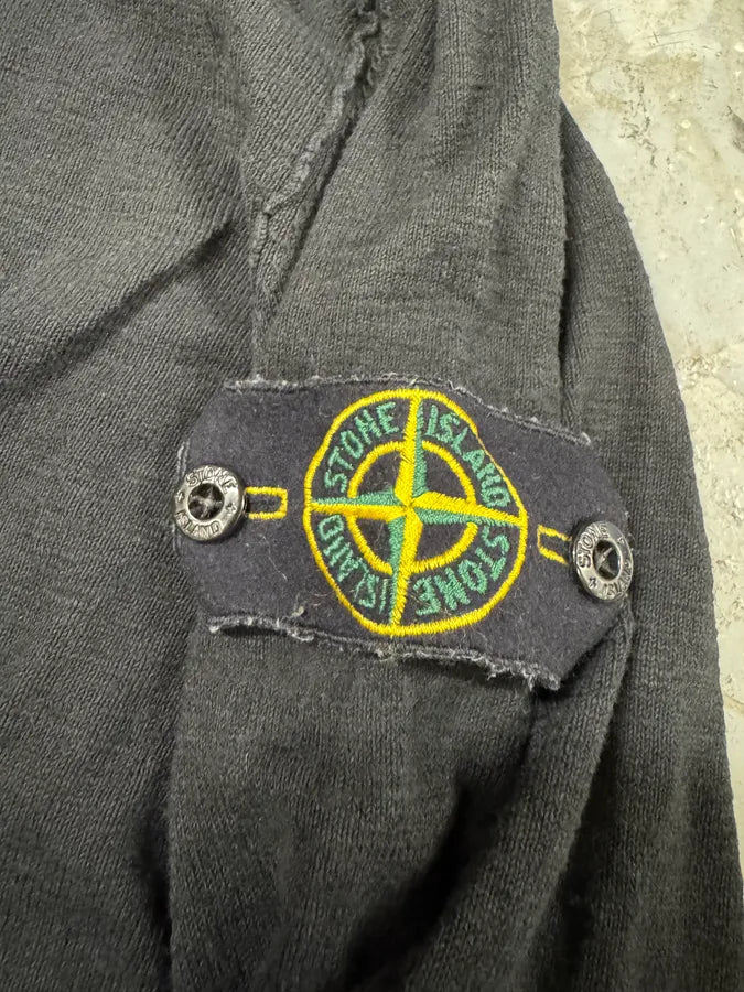 1990s Stone Island Black Polo Sweater (L/XL) 2