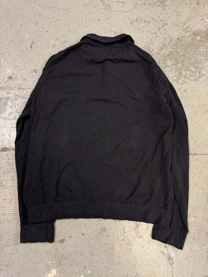 1990s Stone Island Black Polo Sweater (L/XL) 3