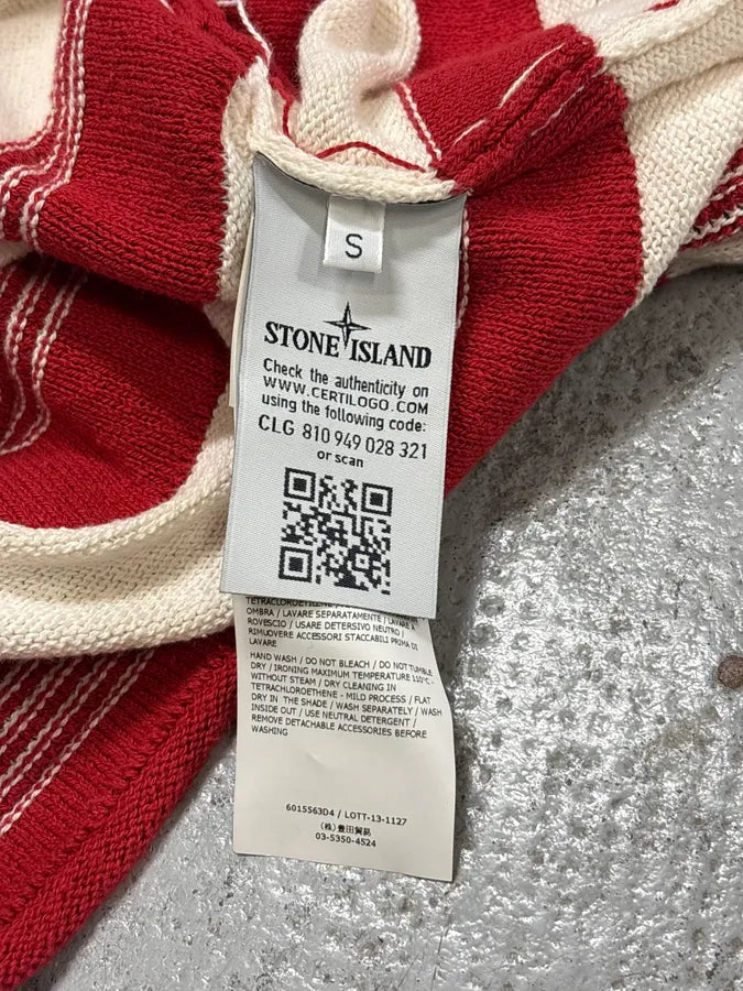 2010s Stone Island Cream Red Striped Wool Compass Patch Hoodie RaLPrfu 9