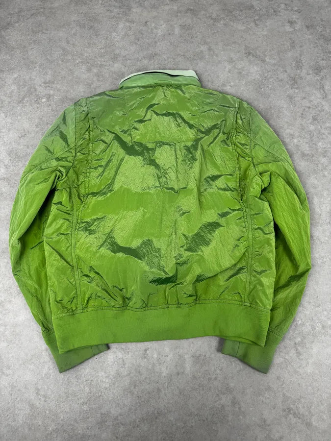 2000s Stone Island Green Shiny Removable Hood Technical Jacket lxirglP 3