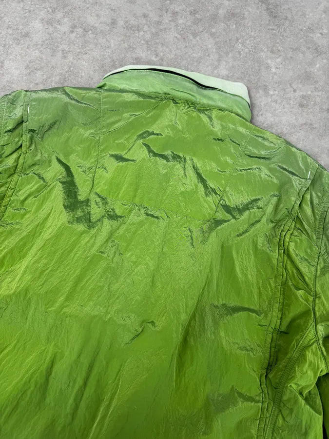 2000s Stone Island Green Shiny Removable Hood Technical Jacket lxirglP 6