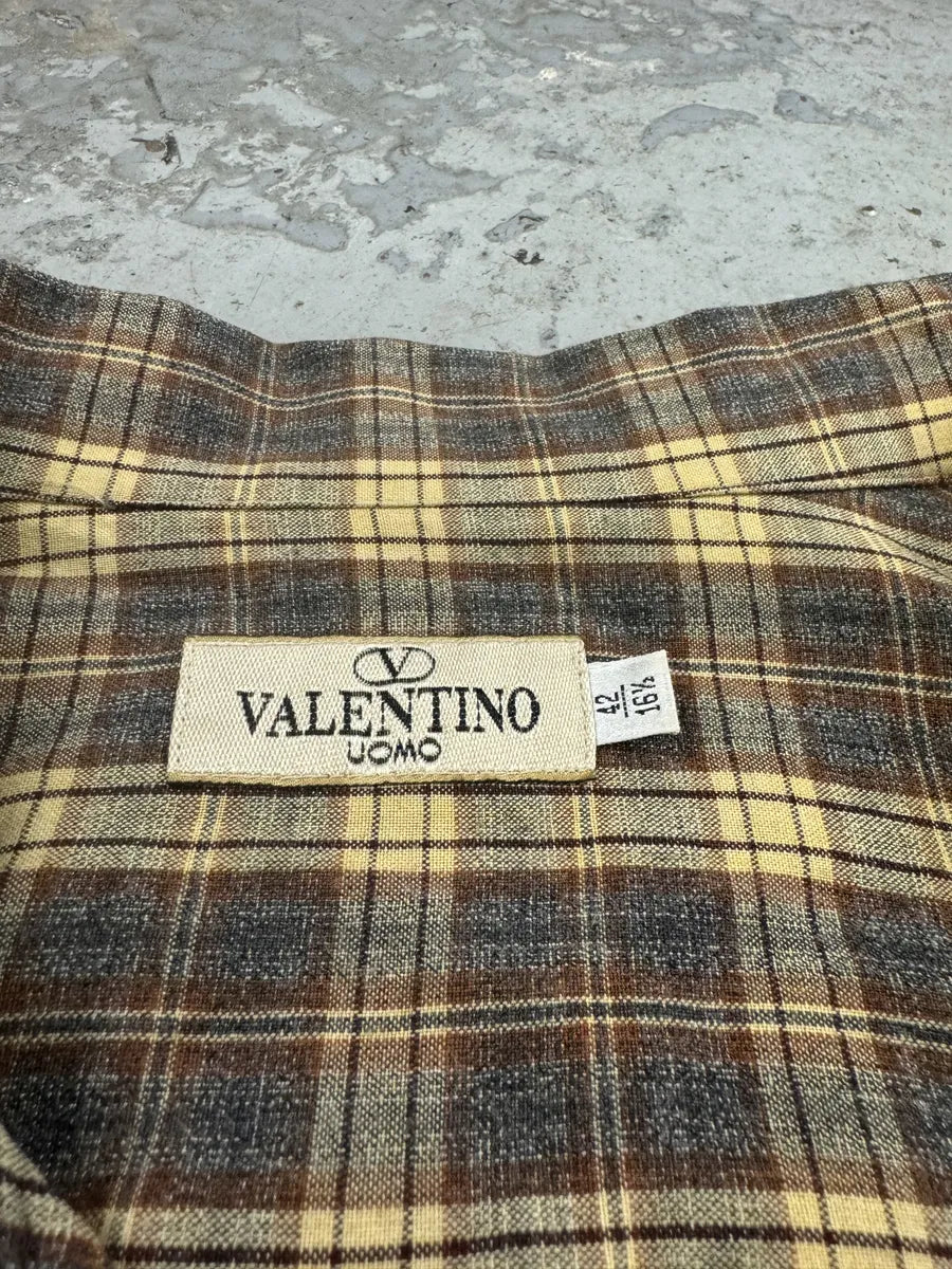 1990s Valentino Checkered Camel Shirt (XL) WctWVlO 6