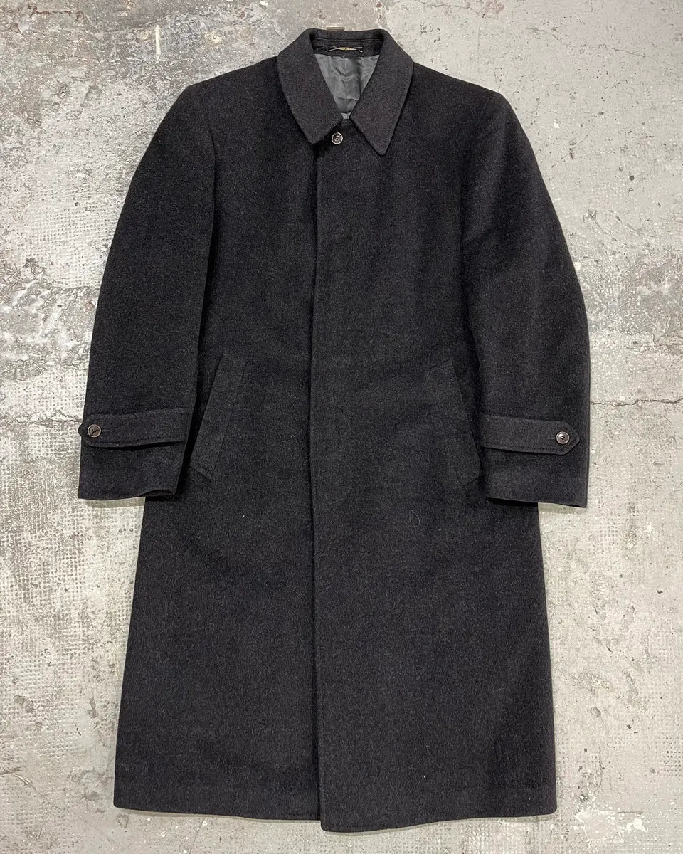 1990s Valentino Black Grey Wool Trench Coat reLqGlq 0