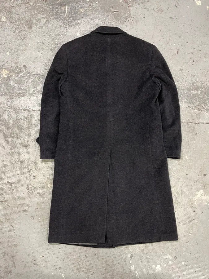 1990s Valentino Black Grey Wool Trench Coat reLqGlq 1