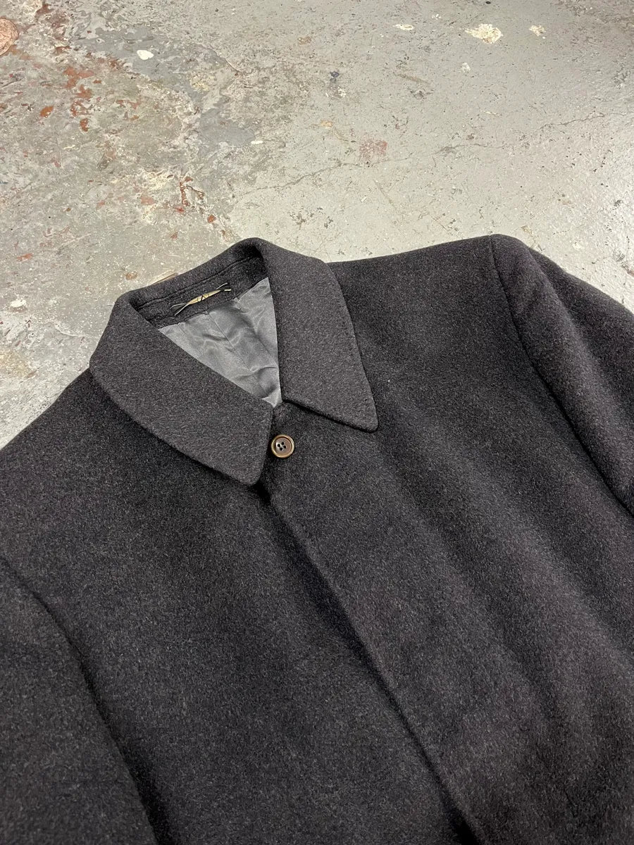1990s Valentino Black Grey Wool Trench Coat reLqGlq 2