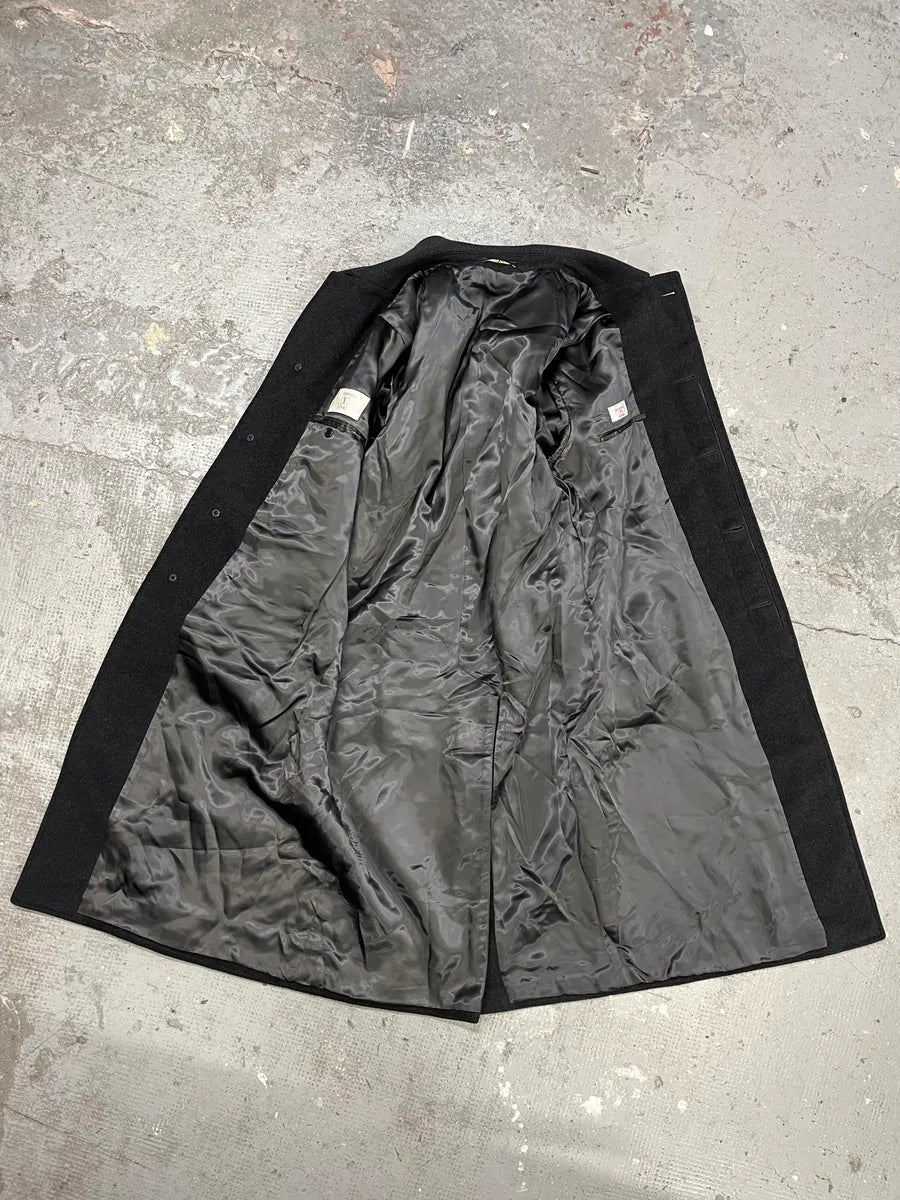 1990s Valentino Black Grey Wool Trench Coat reLqGlq 3