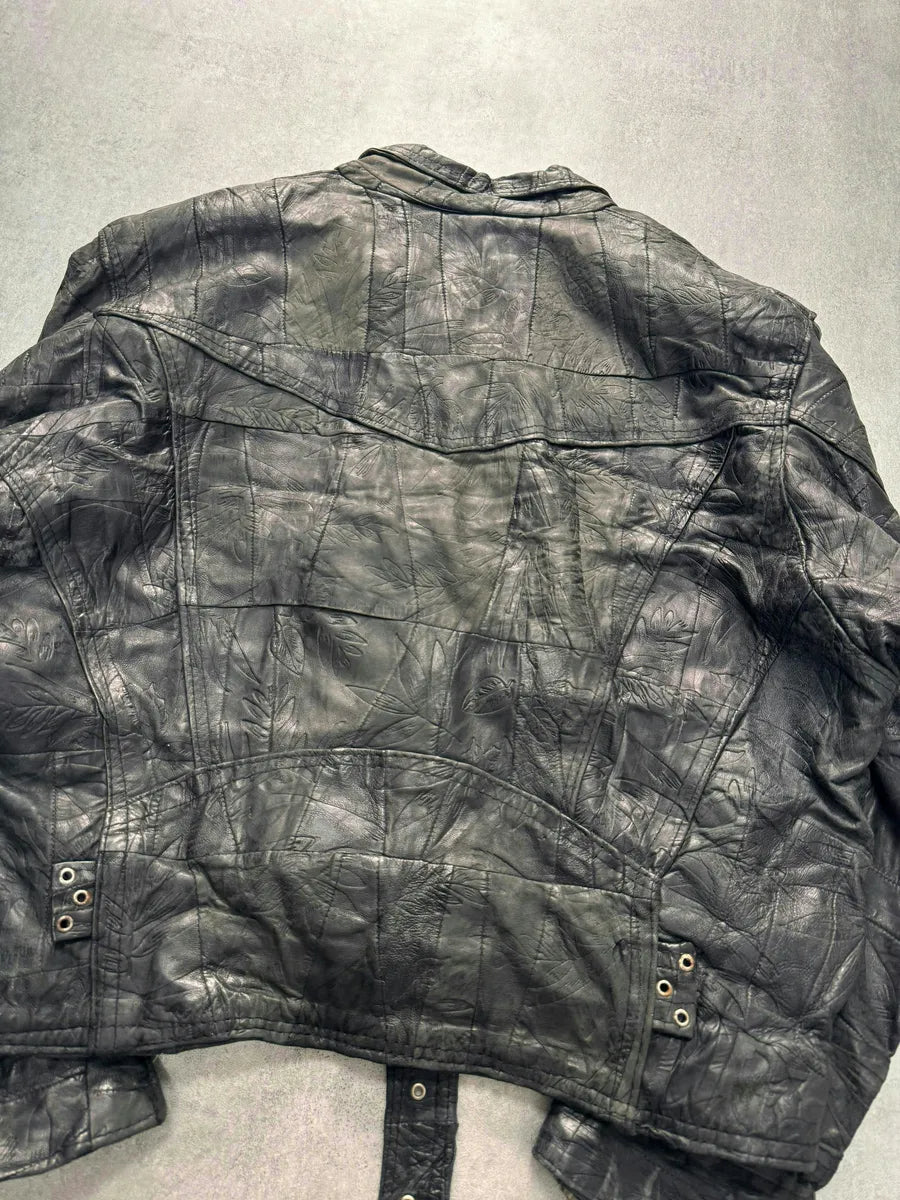 1990s Versace Asymmetrical Black Patchwork Leather Bomber Jacket gaKkwDo 3