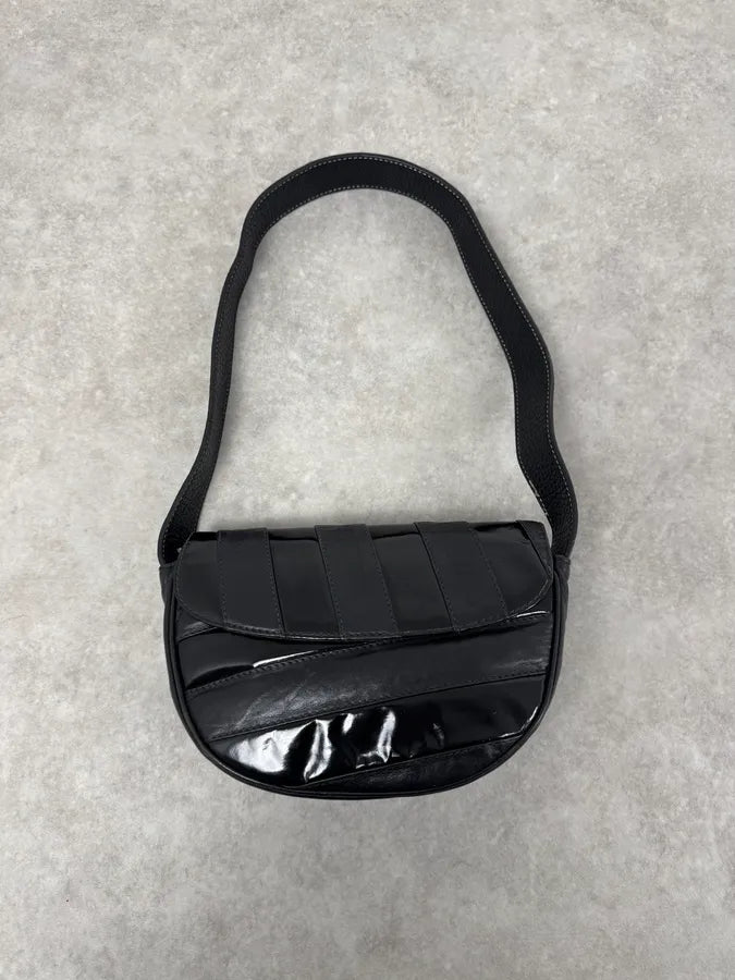 1990s Versace Black Lines Leather Handle Bag UBpyRhS 0