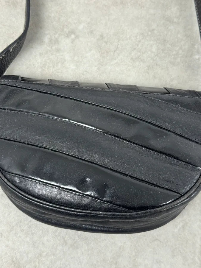 1990s Versace Black Lines Leather Handle Bag UBpyRhS 3