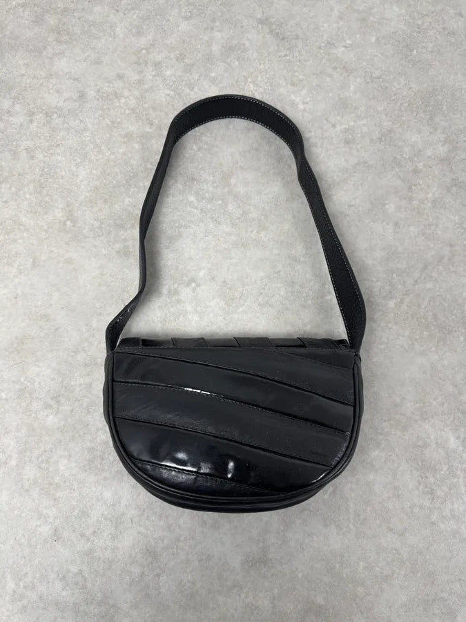 1990s Versace Black Lines Leather Handle Bag UBpyRhS 4