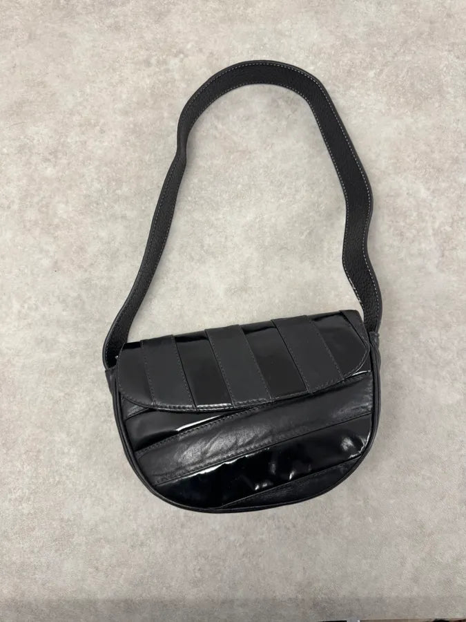 1990s Versace Black Lines Leather Handle Bag UBpyRhS 5