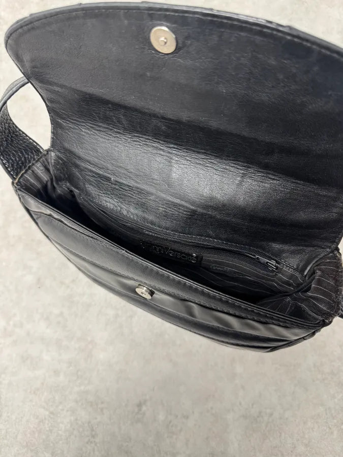 1990s Versace Black Lines Leather Handle Bag UBpyRhS 7