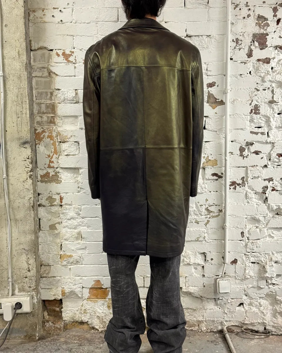 1990s Versace Brown Metallic Gold Leather Coat jSkCsmh 2