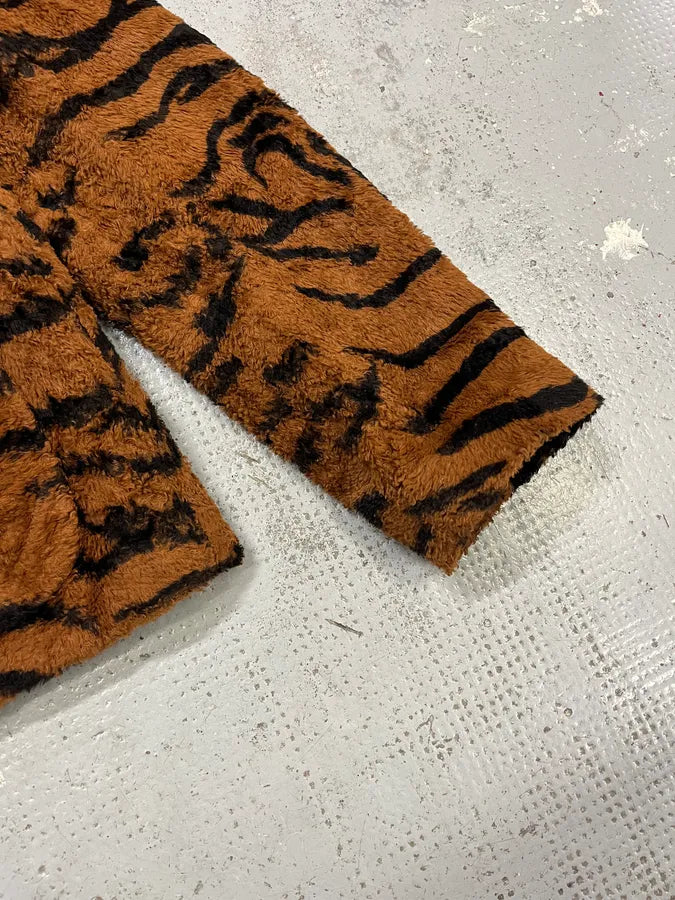 1990s Versace Brown Tiger Stripe Fuzzy Jacket lYgJpup 5