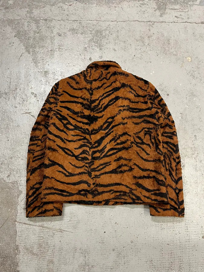 1990s Versace Brown Tiger Stripe Fuzzy Jacket lYgJpup 6