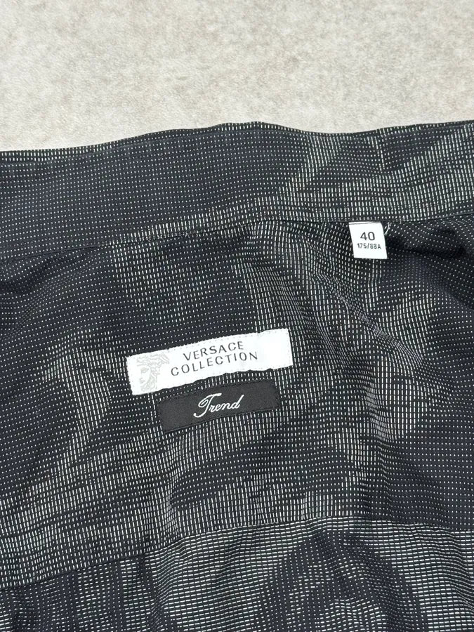 SS2018 Versace Grey & Black Blured Paisley Pattern Shirt TjIVkNg 9