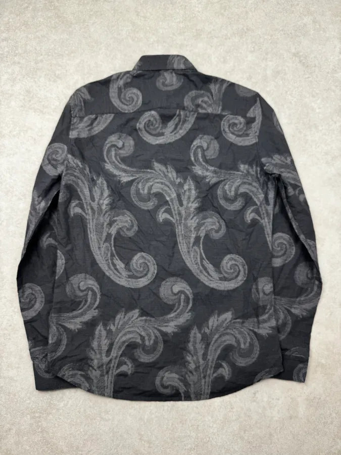 SS2018 Versace Grey & Black Blured Paisley Pattern Shirt TjIVkNg 1