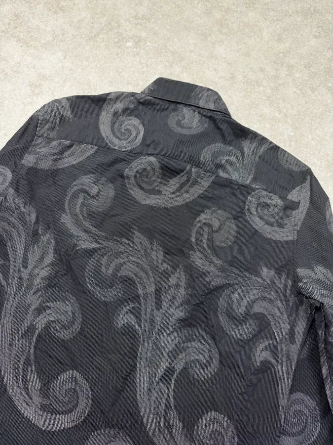 SS2018 Versace Grey & Black Blured Paisley Pattern Shirt TjIVkNg 5