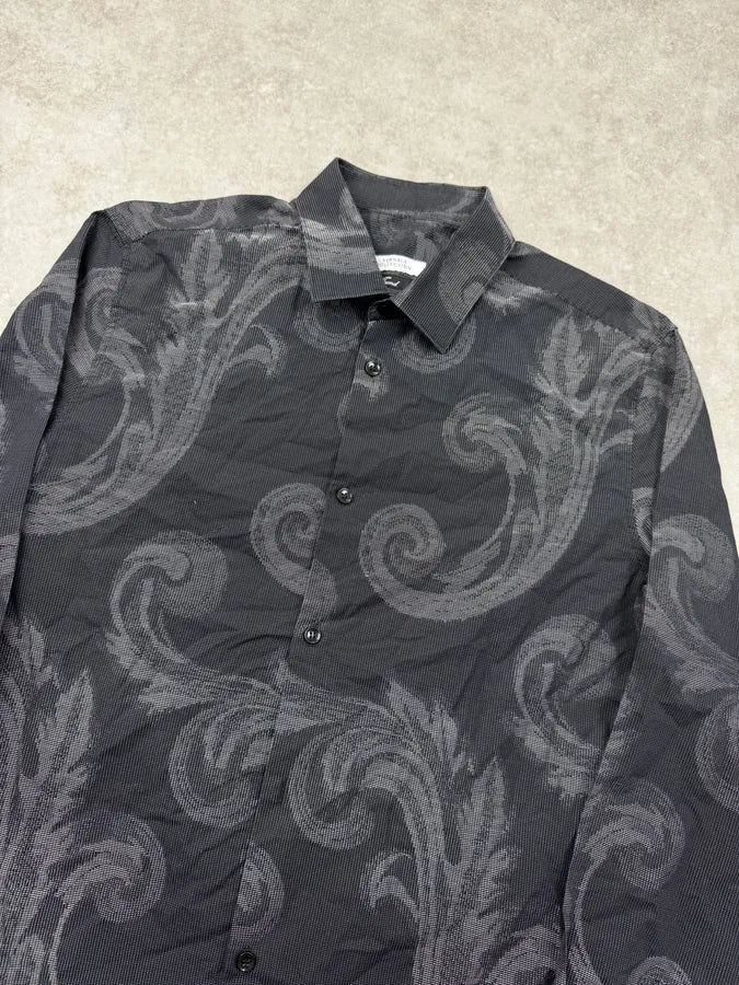 SS2018 Versace Grey & Black Blured Paisley Pattern Shirt TjIVkNg 4