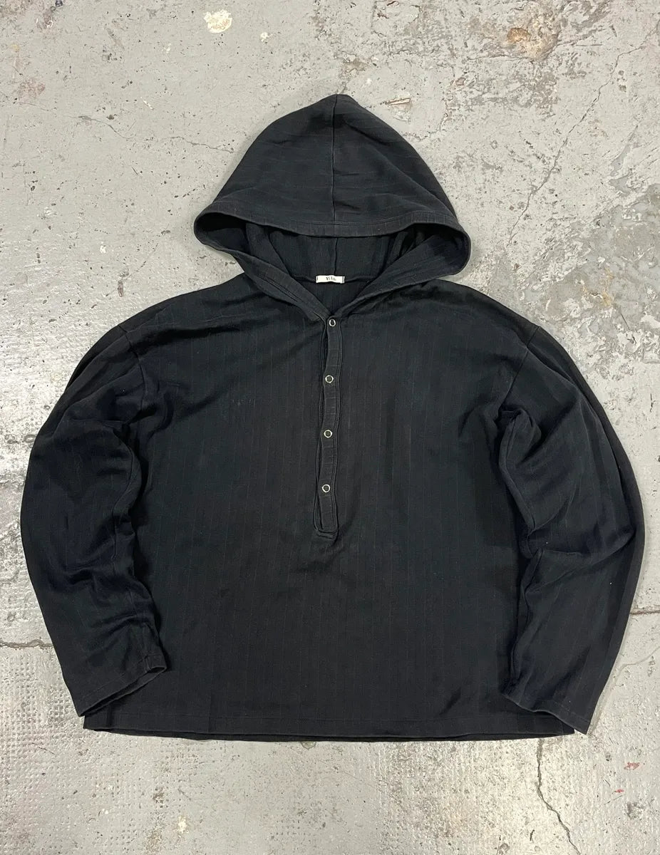 1990s Yohji Yamamoto Y’s Light Black Buttoned Hoodie MYiRwIG 0