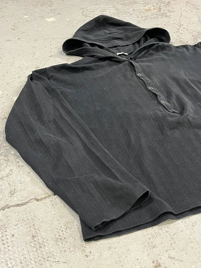 1990s Yohji Yamamoto Y’s Light Black Buttoned Hoodie MYiRwIG 4