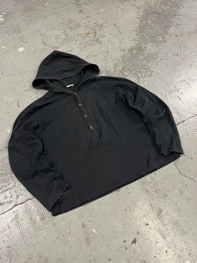 1990s Yohji Yamamoto Y’s Light Black Buttoned Hoodie MYiRwIG 3