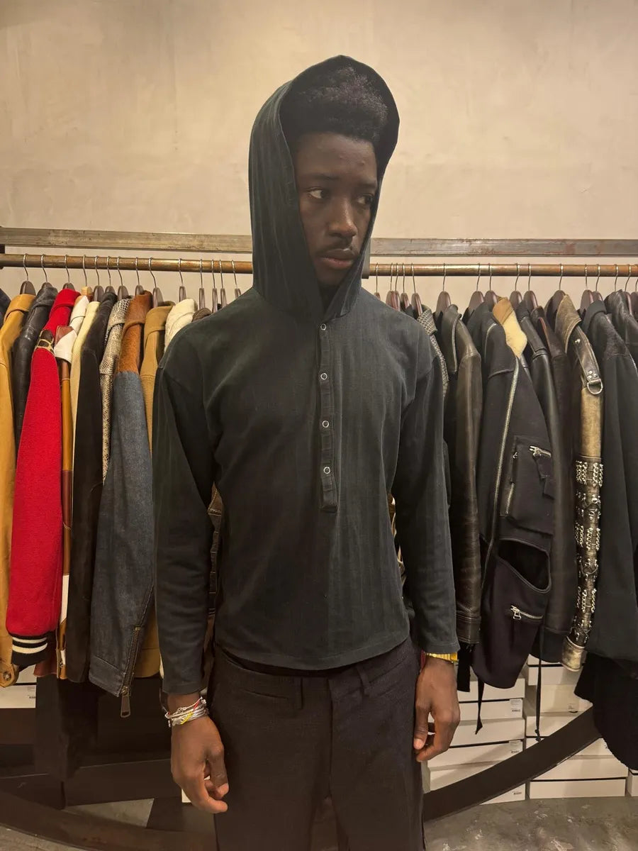 1990s Yohji Yamamoto Y’s Light Black Buttoned Hoodie MYiRwIG 1