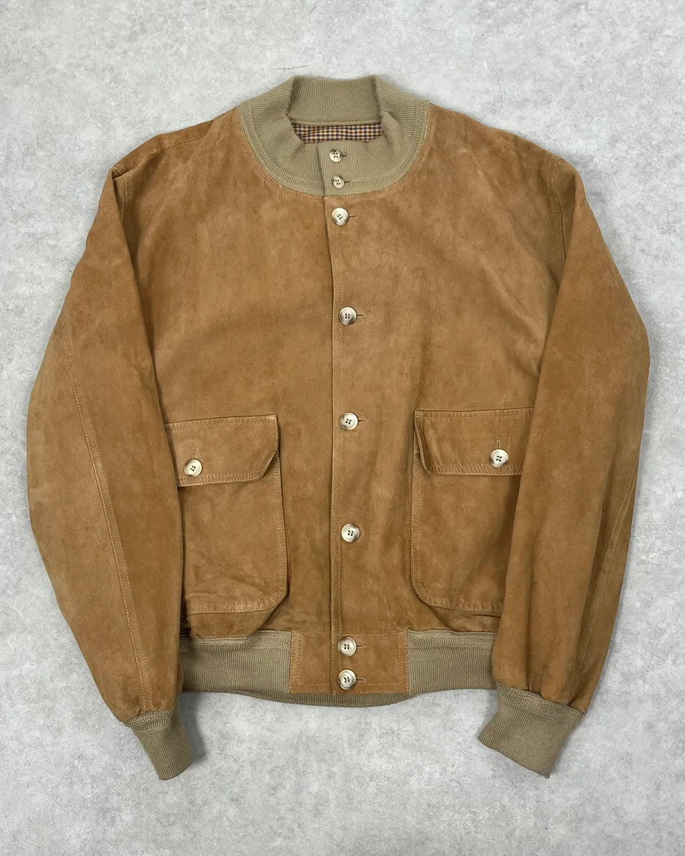1990s Yves Saint Laurent Beige Suede Leather Buttoned Jacket tRNcoOb 0