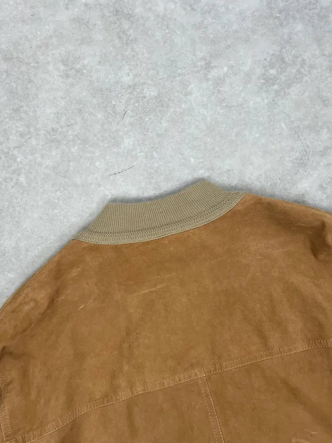 1990s Yves Saint Laurent Beige Suede Leather Buttoned Jacket tRNcoOb 6