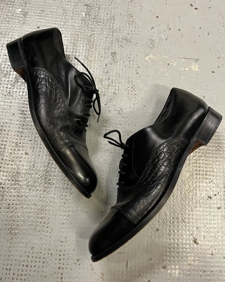1990s Yves Saint Laurent Black Leather Oxford Shoes yNRqghP 2