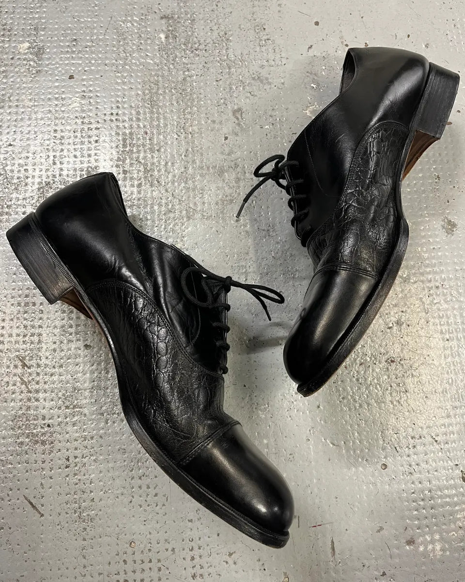 1990s Yves Saint Laurent Black Leather Oxford Shoes yNRqghP 3