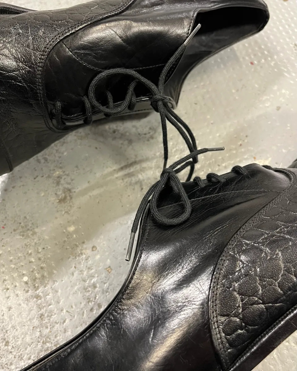 1990s Yves Saint Laurent Black Leather Oxford Shoes yNRqghP 5