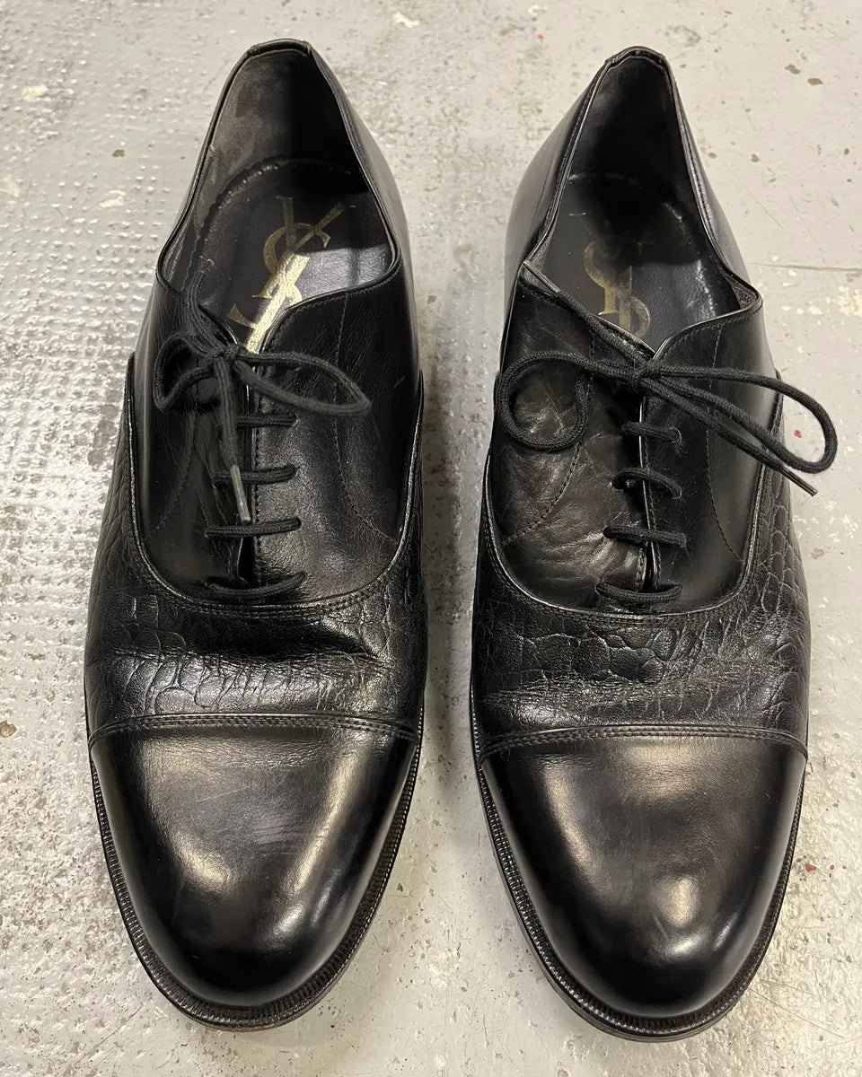 1990s Yves Saint Laurent Black Leather Oxford Shoes yNRqghP 6