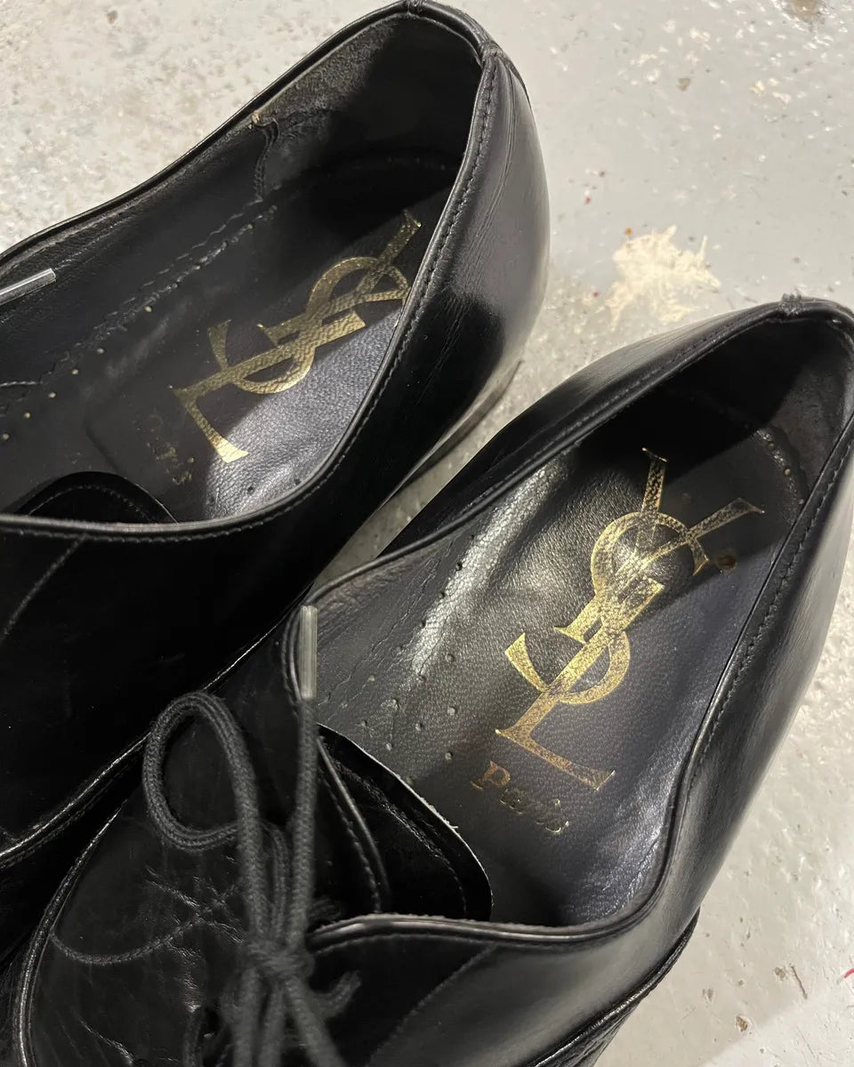 1990s Yves Saint Laurent Black Leather Oxford Shoes yNRqghP 7