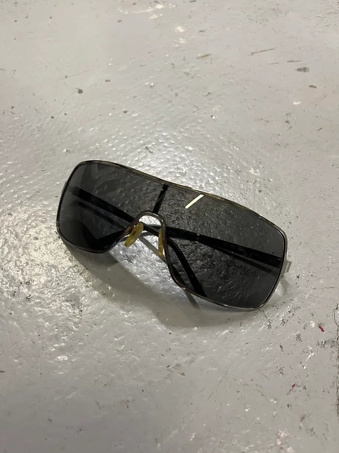 1990s Yves Saint Laurent Black Metal Shield Sunglasses dhoQEYz 2