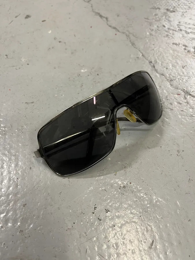 1990s Yves Saint Laurent Black Metal Shield Sunglasses dhoQEYz 3