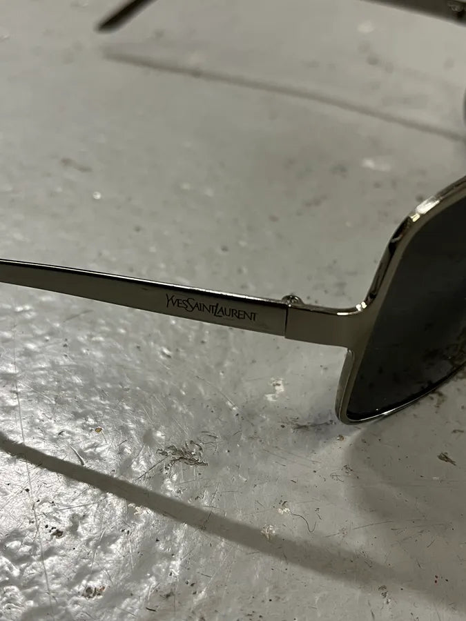 1990s Yves Saint Laurent Black Metal Shield Sunglasses dhoQEYz 5