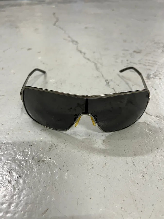 1990s Yves Saint Laurent Black Metal Shield Sunglasses dhoQEYz 8