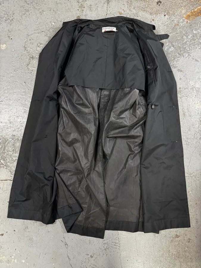 1990s Yves Saint Laurent Black Minimalist Trench Coat vrLsijK 6