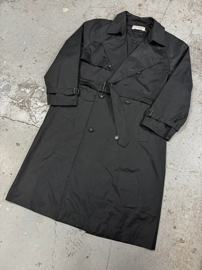 1990s Yves Saint Laurent Black Minimalist Trench Coat vrLsijK 3